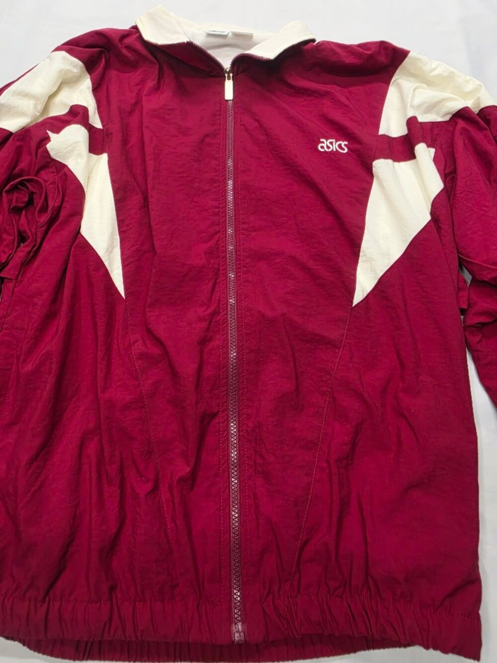 ASICS Vintage Red Nylon Track Suit Set – Jacket & Pants – Size XL